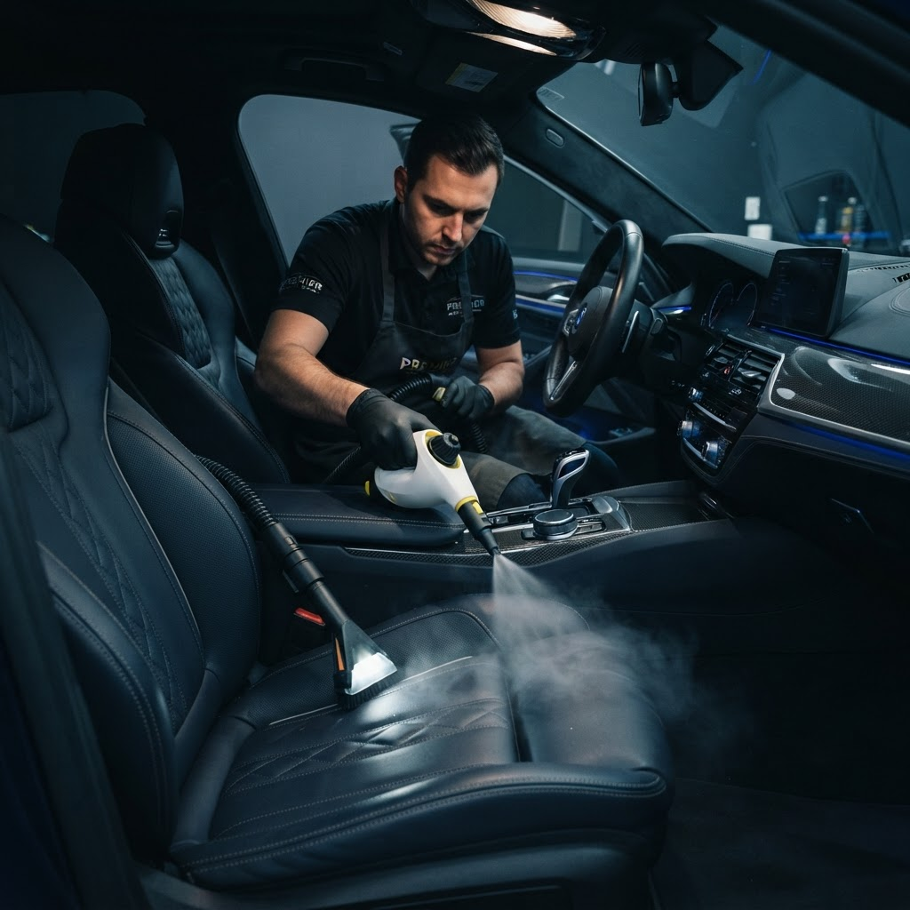 Habitacle de voiture nettoyé après une prestation de detailing